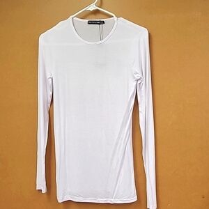 PrettyLittleThing Size 6 White Fitted Longsleeve Maternity Top